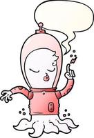 carino cartone animato alieno e discorso bolla nel liscio pendenza stile vettore