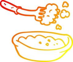 caldo pendenza linea disegno cartone animato ciotola di cibo vettore