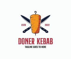 doner kebab logo design. shawarma logo per ristoranti e mercati. shawarma doner vettore emblema.