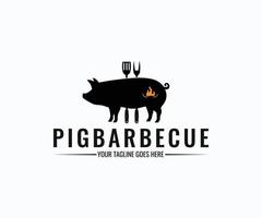 creativo maiale barbecue logo design. barbecue, barbecue, barbecue, e griglia logo design modello. vettore