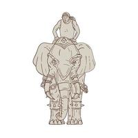 guerra elefante mahout ciclista disegno vettore