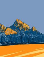 il guardiano Nord Ovest aspetto nel Sion nazionale parco Washington contea Utah wpa manifesto arte vettore