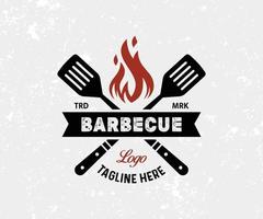 barbecue griglia logo design vettore. caldo bbq e griglia logo modello vettore