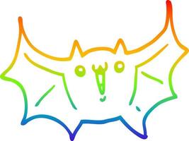 pipistrello vampiro felice del fumetto di disegno a tratteggio sfumato arcobaleno vettore