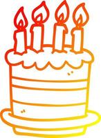 torta di compleanno del fumetto del disegno di linea a gradiente caldo vettore