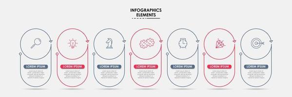 attività commerciale Infografica design modello vettore con icone e 7 opzioni o passi. può essere Usato per processi diagramma, presentazioni, flusso di lavoro disposizione, striscione, flusso grafico, Informazioni grafico