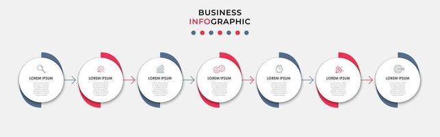 attività commerciale Infografica design modello vettore con icone e 7 opzioni o passi. può essere Usato per processi diagramma, presentazioni, flusso di lavoro disposizione, striscione, flusso grafico, Informazioni grafico