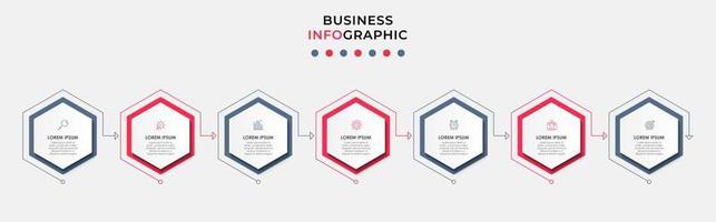 attività commerciale Infografica design modello vettore con icone e 7 opzioni o passi. può essere Usato per processi diagramma, presentazioni, flusso di lavoro disposizione, striscione, flusso grafico, Informazioni grafico