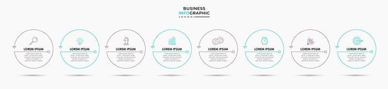 vettore Infografica design attività commerciale modello con icone e 8 opzioni o passi. può essere Usato per processi diagramma, presentazioni, flusso di lavoro disposizione, striscione, flusso grafico, Informazioni grafico