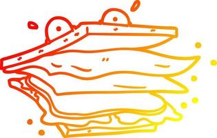 personaggio dei cartoni animati del panino del disegno della linea a gradiente caldo vettore