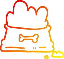 caldo pendenza linea disegno cartone animato cane cibo ciotola vettore