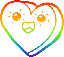personaggio dei cartoni animati del cuore del disegno della linea del gradiente dell'arcobaleno vettore