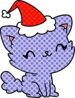 cartone animato di natale del gatto kawaii vettore