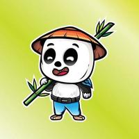 carino panda portafortuna logo design personaggio vettore