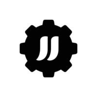 iniziale lettera jj combinato con Ingranaggio, vettore logo icona design