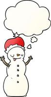 cartone animato Natale pupazzo di neve e pensato bolla nel liscio pendenza stile vettore