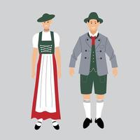 tedeschi nel nazionale vestire. un' uomo e un' donna nel tradizionale bavarese costume. viaggio per Germania. le persone. vettore illustrazione.