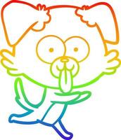 arcobaleno pendenza linea disegno cartone animato in esecuzione cane con lingua attaccare su vettore
