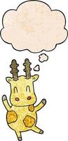 carino cartone animato giraffa e pensato bolla nel grunge struttura modello stile vettore