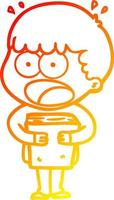 caldo pendenza linea disegno cartone animato scioccato uomo con un' libro vettore