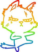 arcobaleno gradiente linea disegno duro cartone animato gatto vettore