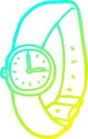 orologio da polso cartone animato con disegno a tratteggio a gradiente freddo vettore