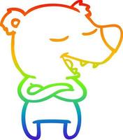 orso del fumetto di disegno a tratteggio sfumato arcobaleno vettore