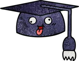 cappello di graduazione del fumetto di struttura di lerciume retrò vettore