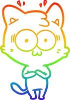 arcobaleno gradiente linea disegno cartone animato gatto sorpreso vettore