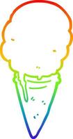 gelato del fumetto di disegno a tratteggio sfumato arcobaleno vettore