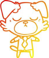 caldo disegno a linea sfumata simpatico cartone animato cane che indossa una camicia da ufficio vettore