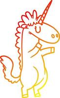 unicorno di cartone animato di disegno a linea a gradiente caldo vettore