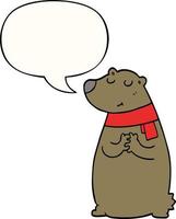 cartone animato orso che indossa sciarpa e nuvoletta vettore