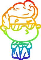 arcobaleno gradiente linea disegno cartone animato ragazzo cool vettore