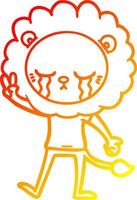 caldo gradiente linea disegno pianto cartone animato leone vettore