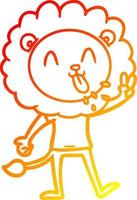 caldo gradiente di disegno leone cartone animato felice vettore