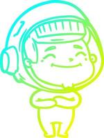 linea a gradiente freddo che disegna felice astronauta cartone animato vettore