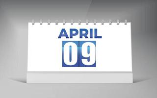 aprile 09, scrivania calendario design modello. singolo Data calendario design. vettore