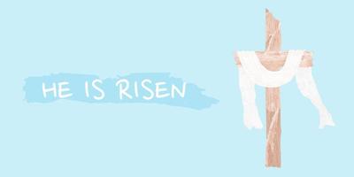 crocifisso o attraversare nel il cielo lui è aumentato risurrezione di Cristo Pasqua battesimo bandiera vettore