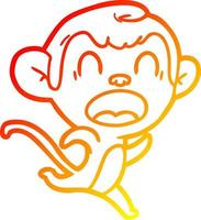 caldo gradiente di disegno che grida scimmia cartone animato in esecuzione vettore