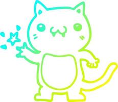 freddo pendenza linea disegno cartone animato gatto graffiare vettore