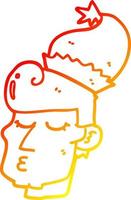 caldo gradiente di disegno uomo cartone animato che indossa il cappello di natale vettore