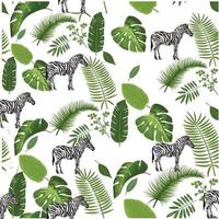 tropicale giungla natura zebra con le foglie vettore