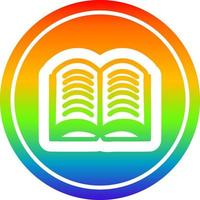 libro aperto circolare nello spettro arcobaleno vettore