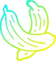 freddo pendenza linea disegno cartone animato paio di banane vettore
