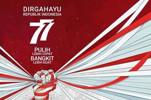 felice giorno dell'indipendenza indonesiana, dirgahayu republik indonesia, che significa lunga vita all'indonesia, illustrazione vettoriale. vettore