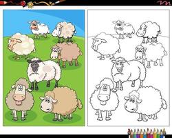 cartone animato pecora azienda agricola animale personaggi colorazione pagina vettore