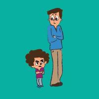arrabbiato padre e figlio non parlare insieme ,vettore , illustrazione per bambini libro vettore