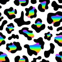 arcobaleno leopardo senza soluzione di continuità modello. olografico macchie su un' bianca sfondo. vettore