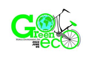 creativo manifesto o bandiera di mondo ambiente giorno. partire verde e partire eco concetto. utilizzando biciclette anziché di macchine per evitare aria inquinamento vettore